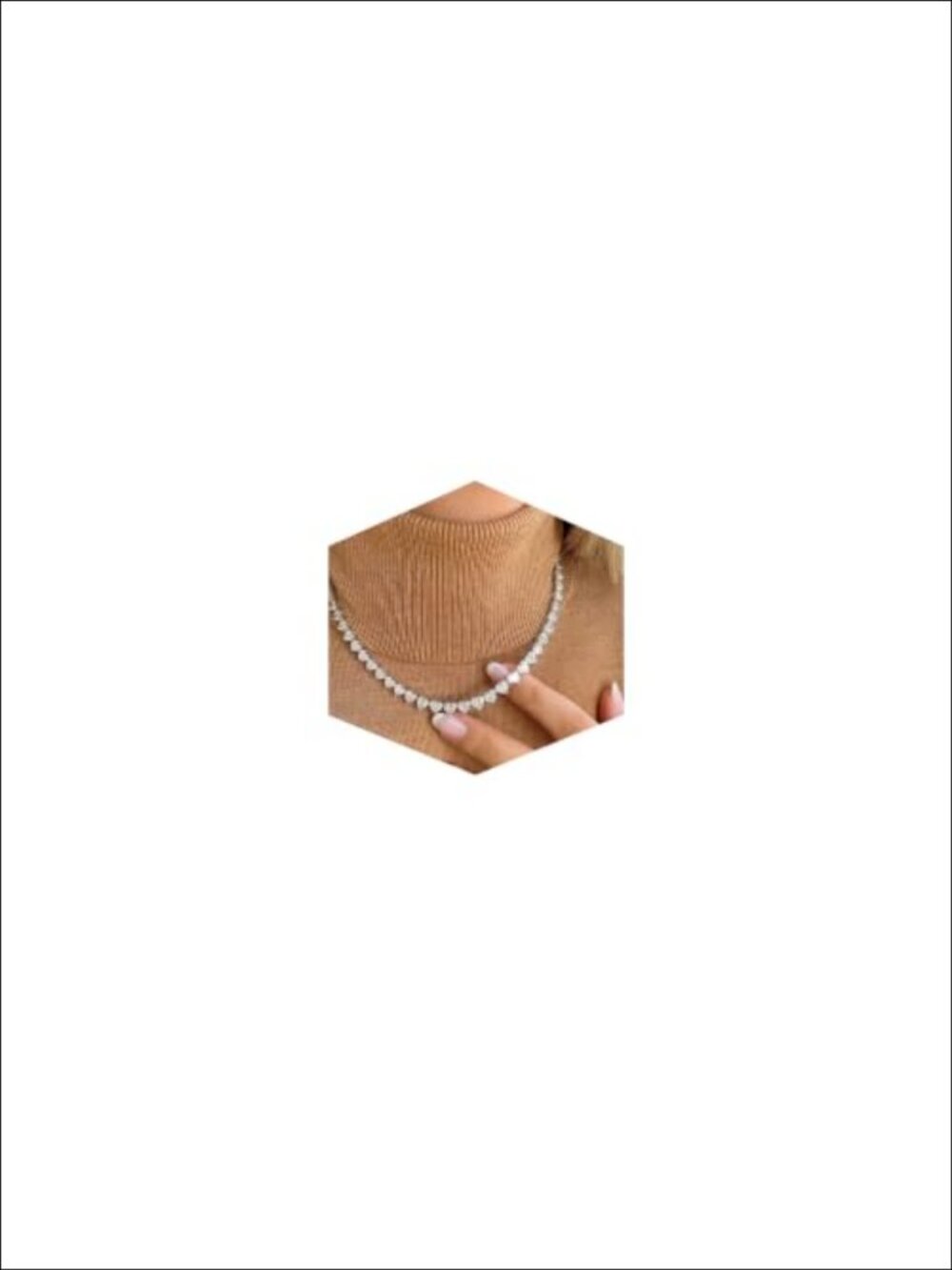 Silver Plated Heart Tennis Necklace Rhinestone 18" Choker
